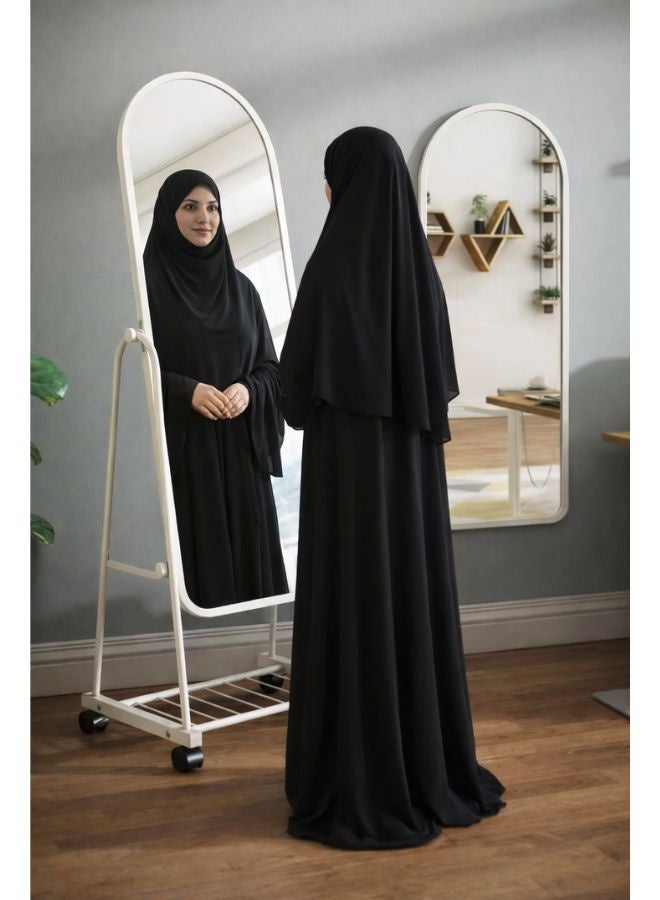 Elegant and Simple Mirror with a Sturdy Stand and Wheels, White, 31x122 Cm